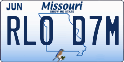 MO license plate RL0D7M