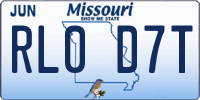 MO license plate RL0D7T