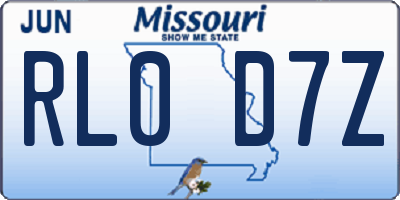 MO license plate RL0D7Z