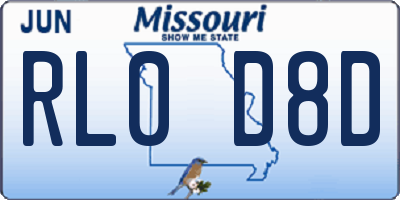 MO license plate RL0D8D