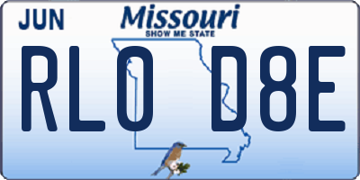 MO license plate RL0D8E