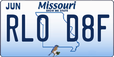 MO license plate RL0D8F