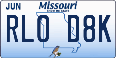 MO license plate RL0D8K