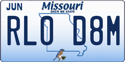 MO license plate RL0D8M