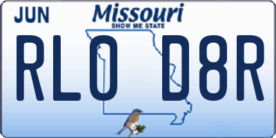 MO license plate RL0D8R
