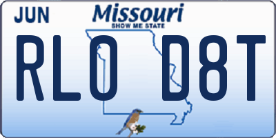 MO license plate RL0D8T