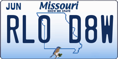 MO license plate RL0D8W