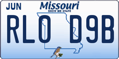 MO license plate RL0D9B