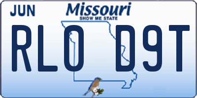 MO license plate RL0D9T