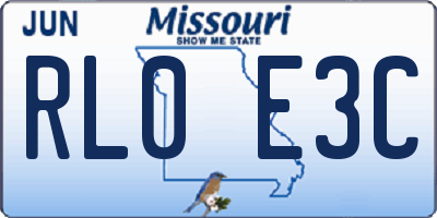 MO license plate RL0E3C
