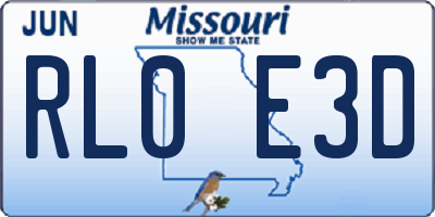MO license plate RL0E3D