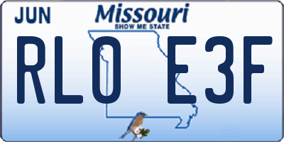 MO license plate RL0E3F