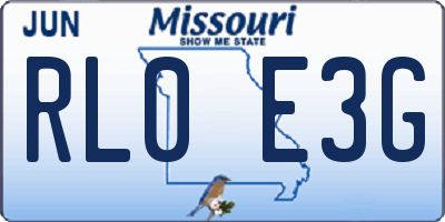 MO license plate RL0E3G