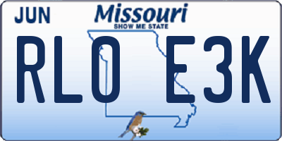 MO license plate RL0E3K