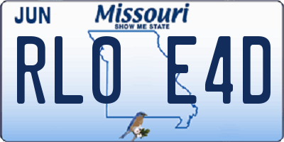 MO license plate RL0E4D