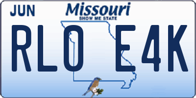 MO license plate RL0E4K