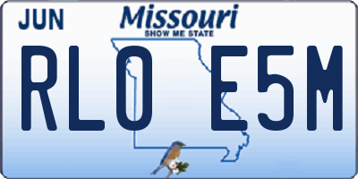 MO license plate RL0E5M