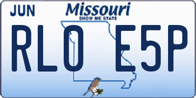 MO license plate RL0E5P