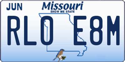MO license plate RL0E8M