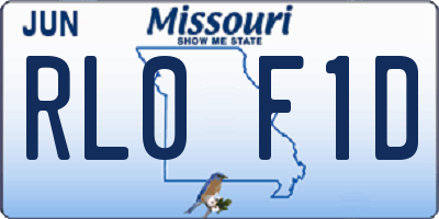 MO license plate RL0F1D