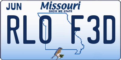 MO license plate RL0F3D