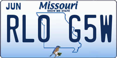 MO license plate RL0G5W