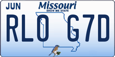 MO license plate RL0G7D