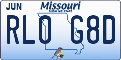 MO license plate RL0G8D