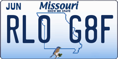 MO license plate RL0G8F