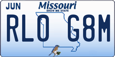MO license plate RL0G8M