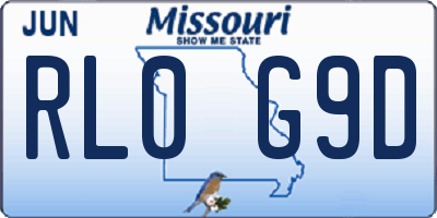 MO license plate RL0G9D