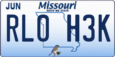 MO license plate RL0H3K