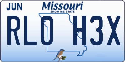 MO license plate RL0H3X
