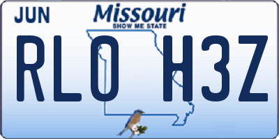MO license plate RL0H3Z