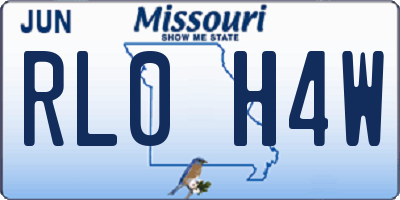 MO license plate RL0H4W
