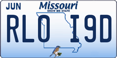 MO license plate RL0I9D