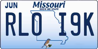 MO license plate RL0I9K