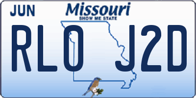 MO license plate RL0J2D