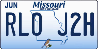 MO license plate RL0J2H