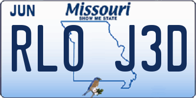 MO license plate RL0J3D