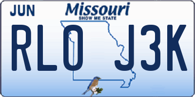 MO license plate RL0J3K