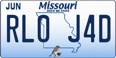 MO license plate RL0J4D