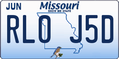 MO license plate RL0J5D