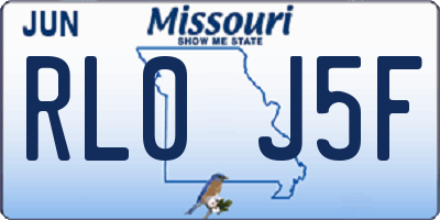MO license plate RL0J5F