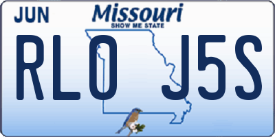 MO license plate RL0J5S