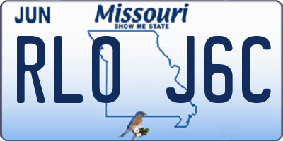 MO license plate RL0J6C
