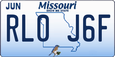 MO license plate RL0J6F