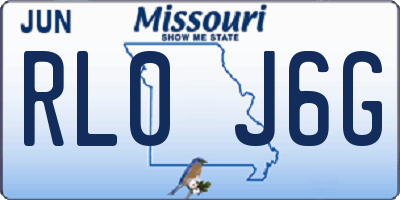 MO license plate RL0J6G