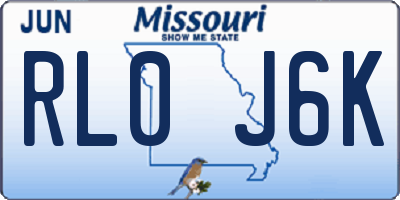 MO license plate RL0J6K