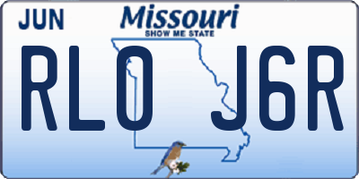 MO license plate RL0J6R